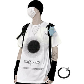 Combo Áo thun unisex tay lỡ nam nữ Yes no màu trắng in chữ và khuyên tai đeo môi, mắt, tai, mũi không cần xỏ màu trắng TX401KT999