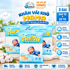 Combo 3 bịch Khăn vải khô đa năng Mama (bịch 240 tờ)