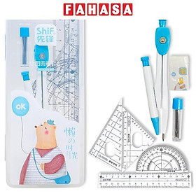 Bộ Compa 7 Món - Bút Chì Kim - ShiF 3039 - Màu Xanh Dương