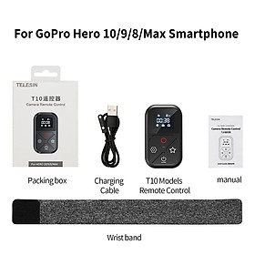 Điều khiển từ xa bluetooth telesin 80m cho GoPro Hero 11 10 9 8 Max với dây đeo cổ tay cho điện thoại hành động điện thoại Phụ kiện phụ kiện: Không có khóa