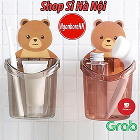 Đựng bàn chải đánh răng cốc gấu có lỗ thoát nước ở đáy cốc dán tường GD23