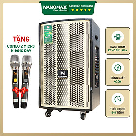Mua Loa Kéo Nanomax SK-12X2 2022 Bass 3 Tấc 30cm 420w Bluetooth Karaoke Tặng 2 Mic Không Dây Âm Thanh Siêu Đỉnh Hàng Chính Hãng