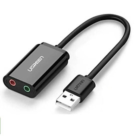 Ugreen UG30724US205TK 15CM màu Đen Bộ chuyển USB 2.0 sang Loa + MIC chuẩn 3.5mm - HÀNG CHÍNH HÃNG