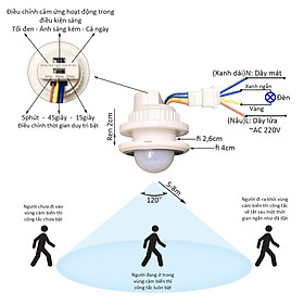 Công tắc cảm biến hồng ngoại PIR Loại tốt DC1, cảm ứng chuyển động thông minh tự động bật tắt có điều chỉnh SS-PIR DC1