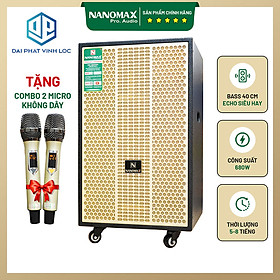 Mua Loa Kéo Karaoke Nanomax Bluetooth SK-16K7 Bass 40 Tặng 2 Mic Đọc Được Usb Thẻ Nhớ Công Suất 680w Có Bánh Xe Cao cấp | Loa Kéo Giá Rẻ | Loa Kéo Công Suất Lớn