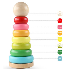 Rainbow Tower Ring Colored Kids Stacking Game Stacking Rings for Baby Boys