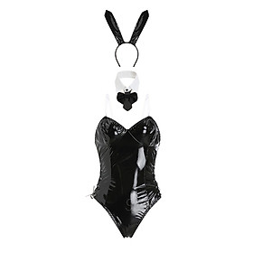 Bunny Costume Set Cosplay Bodysuit Girls with Bunny Ears for Fancy Dress M