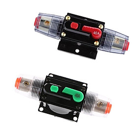 2 Pieces 40A Car Audio Circuit Breaker Fuse Holder Manual Reset Switch