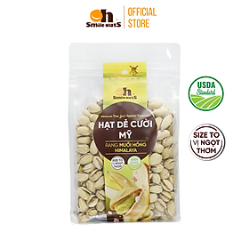Hạt dẻ cười mỹ rang muối hồng himalaya smile nuts _ trọng lượng 215g/250g/475g/500g- hạt dẻ cười cao cấp, mùa mới, vị tươi ngọt, không tẩy trắng, hàng chuẩn nhập khẩu từ mỹ_size 21/25 chuẩn usda