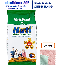 Sữa bột nguyên kem Nutifood túi 400g-giành cho cả gia đình tặng khăn mềm mịn