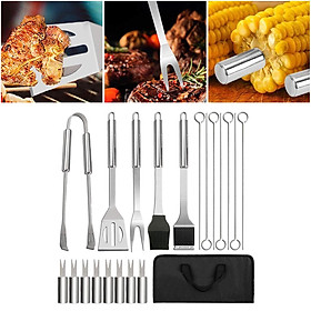 20Pcs Steainless BBQ Tool Set, Barbecue Grilling Accessories Outdoor Utensil