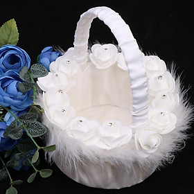 Vintage Wedding Flower Girl Basket Crystal Rose Basket for Wedding Ceremony