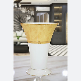 Mua Bình hoa sứ cao cấp Noritake M168/T91825K  họa tiết vân đá màu vàng  mạ vàng  miệng loe  cao 23cm - Hàng chính hãng