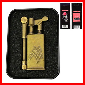Mua Combo Bật Lửa Xăng Đá Kiểu Cổ Làm Bằng Đồng Nguyên Chất JF-005B + Tặng Bộ Bấc Đá Chuyên Dung Cho Bật Lửa