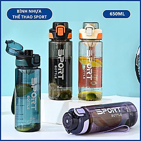 Bình Đựng Nước Thể Thao 650ML Chất Liệu Nhựa PP Nguyên Sinh An Toàn - Hàng Chính Hãng