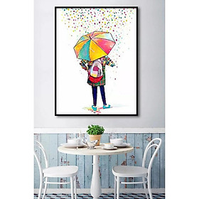 Mua Tranh canvas Cô gái và chiếc dù màu sắc nghệ thuật