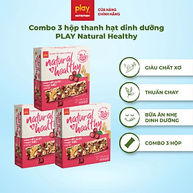 Combo 3 hộp thanh hạt dinh dưỡng PLAY Natural & Healthy - Bánh hạt dinh dưỡng, bánh ăn kiêng giảm cân - Nam việt quất
