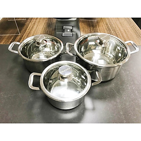 Mua Bộ Nồi Inox 304 Cao Cấp 5 Đáy KOPPER - 3 Món Kích Thước 18 - 20 - 24 cm.