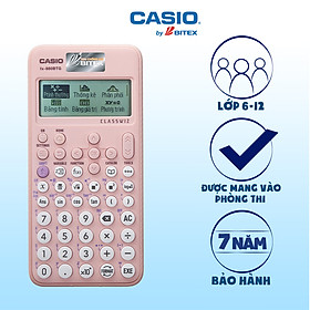 Hình ảnh sách Máy tính học sinh Casio Fx-880BTG màu hồng dành cho học sinh cấp 2 cấp 3 lớp 6 đến lớp 12 chuyên dụng mang vào phòng thi