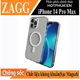 Ốp lưng kháng khuẩn chống sốc hỗ trợ sạc Maqsafe cho iPhone 14 Pro Max (6.7 inch) hiệu ZAGG Gear4 Crystal Clear Case (siêu mỏng 1.5mm, kháng khuẩn cho tay, chống sốc độ cao 4m, vật liệu tái chế thân thiện với môi trường) - hàng nhập khẩu