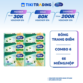Combo 6 Hộp Silcot Bông Trang Điểm (bông tẩy trang) Nhật Bản Cao Cấp (66 Miếng/Hộp)