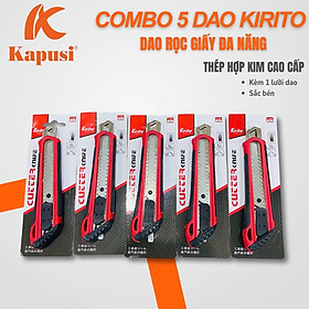 Mua  COMBO 5 Dao rọc giấy KIRITO   lưỡi 18mm - Dụng cụ hỗ trợ trong văn phong cho việc cắt giấy  dây điện  bìa cứng.