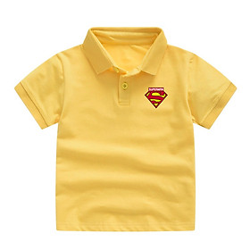 Áo polo cho bé trai mẫu logo Superman size 11 đến 30kg - Áo thun có cổ cho bé vải thoáng mát Gokis shop PLK04