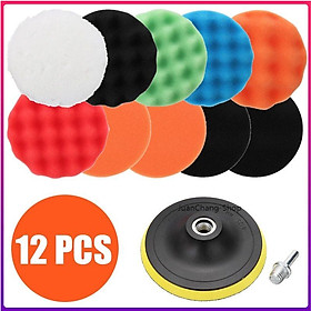 12pcs 125mm Sponge Car Polisher Waxing Pads Buffing Kit for Boat Car Polish Buffer Drill Wheel polisher Removes Scratches