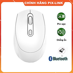 Chuột không dây bluetooth PIXLINK M100B chống ồn, DPI 1600  sạc pin - Hàng chính hãng