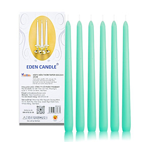 [Hộp 6 nến] Nến thơm taper Eden Candle FTRAMART EDC2331 (Xanh ngọc bích), cao 25 cm, phù hợp tất cả các chân nến theo tiêu chuẩn nến taper