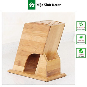 Mua Ống cắm dao  khay dựng dũa hình chữ nhật nghiêng làm bằng gỗ tre tự nhiên  thiết kế cao cấp hàng xuất khẩu)