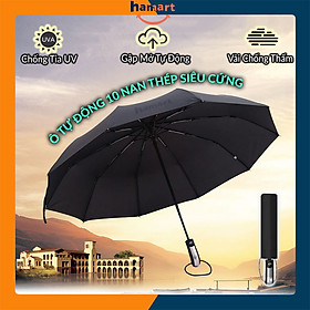 Mua Ô Che Nắng Chống Tia UV Tự Động Gấp Gọn 10 Nan Vải Dù Vinyl Đi Mưa Chống Thấm Cao Cấp