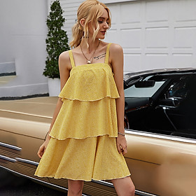 Fashion Women Summer Print Dress Strap Sleeveless Backless Ruffles Holidays Beach Dress
