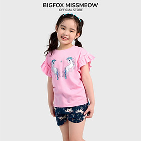 Bộ Đồ Bé Gái Size Đại Bigfox Miss Meow Mùa Hè Kiểu Hàn Quốc Vải Cotton Mềm Mại In Ngựa Hồng Dễ Thương Size Trẻ Em 3-11 Tuổi 30kg 40kg - BỘ HỒNG HAI NGỰA - 122cm, 23 - 25kg (7)