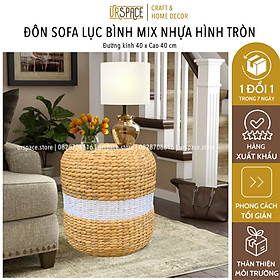 Mua Ghế đôn sofa cói (bèo) hình trụ tròn đa năng D40xH40/ Hand-woven Water Hyacinth Ottoman Stool For Seating
