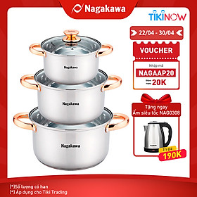 BỘ 3 NỒI INOX NAGAKAWA NAG1306