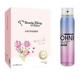 Combo Hộp Mặt Nạ Hoa Hồng Damascus My Beauty Diary Damask Rose Mask - Xịt chống nắng Suncreen Air spray Moisturizing SPF50+ ★★ 150ml