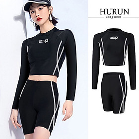 Đồ bơi nữ dài tay có đệm ngực dáng áo croptop phong cách thể thao năng động