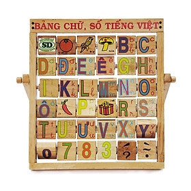 Đồ Chơi Gỗ Thông Minh - Bộ Bảng Chữ Và Số Tiếng Việt Bằng Gỗ Màu Sắc Bắt Mắt - Sản xuất tại Việt Nam, an toàn, đạt chuẩn Quatest 3 - Dành cho bé từ 3 tuổi trở lên