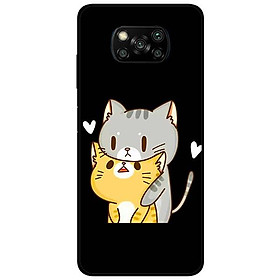 Ốp lưng dành cho Xiaomi Poco X3 mẫu Hai Chú Mèo Ôm Nền Đen