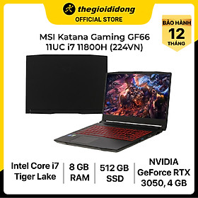 Mua Laptop MSI Katana Gaming GF66 11UC i7 11800H/8GB/512GB/4GB RTX3050/144HzBalo/Win10 (224VN) - Hàng chính hãng