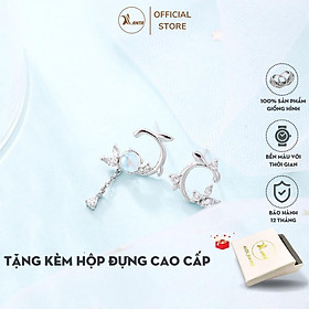 Bông tai bạc thiết kế lệch bên hình chiếc lá ANTA Jewelry ATJ8054