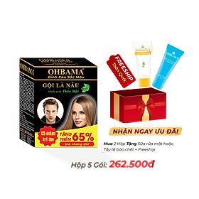 Dầu Gội Đổi Màu Tóc - OHBAMA Gội Là Nâu Thảo Mộc 25mlx2 (50ml)/ set [Hộp 5 gói]