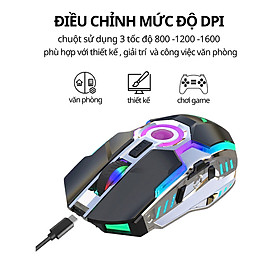 Chuột Gaming Không Dây TANNI GH1 Đèn LED 7 Màu Tích Hợp Bật Tắt Click