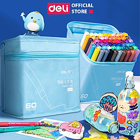 Hình ảnh Bút Sơn Acrylic Marker Chống Nước Deli - Kèm túi vải - 24/36/48/60 Màu Vẽ Trên Mọi Chất Liệu Tô Màu DIY Giày Vải Chai Lọ