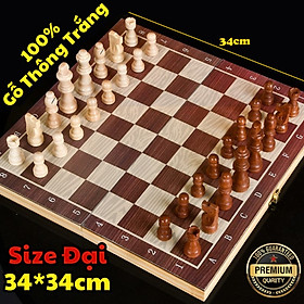 Cờ Vua Gỗ Nam Châm Cao Cấp Size 29cm - 34cm và 39cm- Bộ Cờ Vua Cao Cấp Bằng Gỗ Thông Tự Nhiên Có Gắn Nam Châm Chính Hãng