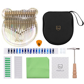 Đàn Kalimba Kimi M10S Màu Cầu Vồng Rainbow - 17 Phím Acrylic Trong Suốt M-10S (Hộp cứng chống sốc, Búa chỉnh âm, Sticker dán note, Khăn lau, Sách học) - Kèm Móng Gảy DreamMaker