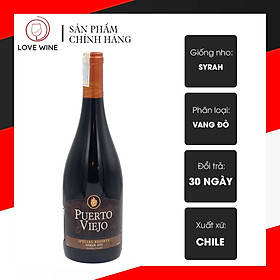 Rượu Vang Đỏ Chi Lê Puerto Viejo Syrah 2021