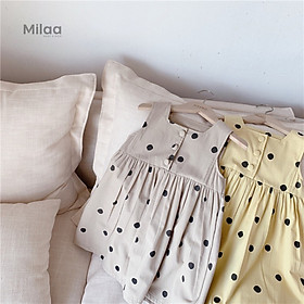 Đầm Bé Gái Hoạ Tiết Chấm Bi Chất Cotton Siêu Mềm MiLaa Kids