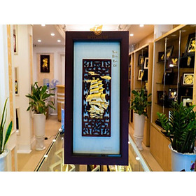 Tranh thuyền thuận buồm xuôi gió dát vàng (39x69cm) MT Gold Art- Hàng chính hãng, trang trí nhà cửa, phòng làm việc, quà tặng sếp, đối tác, khách hàng, tân gia, khai trương 